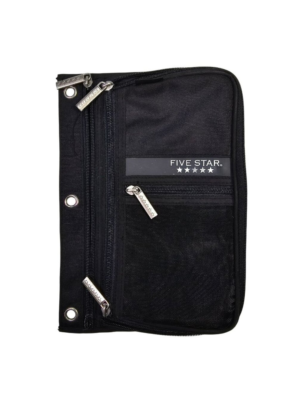 Mead Five Star 3-Ring Binder Pencil Pouch w/ 3 Zip Pockets 9x7" Expandable Black